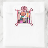 Kosmetisches Set Quadratischer Aufkleber (Tasche)