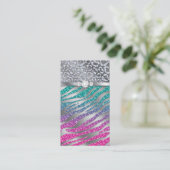 Kosmetologe Business Card Glitzer Zebra Pink S Visitenkarte (Stehend Vorderseite)