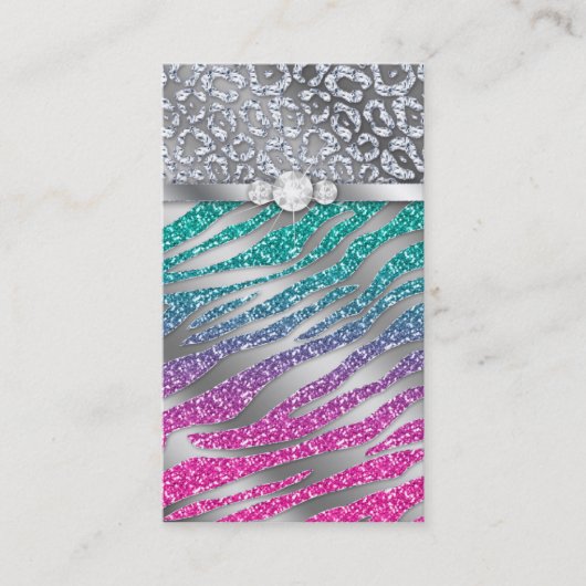 Kosmetologe Business Card Glitzer Zebra Pink S Visitenkarte (Vorderseite)