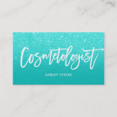 Kosmetologe elegante Typografie Imitats Aqua Glitz Visitenkarte (Vorderseite)