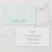 Kosmetologe Hübsch White Blätter Light Aqua Blue Visitenkarte (Vorne/Hinten)