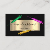 Kosmetologe Spritze Botox B12 QRCode Black Pink Visitenkarte (Vorderseite)