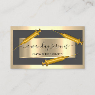 Kosmetologe Spritze Botox B12 QRCode Gray Golden Visitenkarte