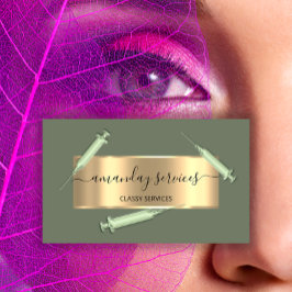 Kosmetologe Spritze Botox B12 QRCode Green Visitenkarte