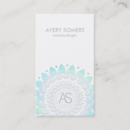Kosmetologe Verzierte Leaf Motif White Modern Visitenkarte