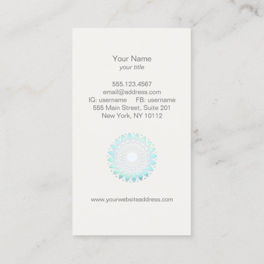 Kosmetologie Eleganter Circle Light Blue Off-White Visitenkarte (Rückseite)