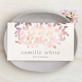 Kosmetologie Imitate Rosa Foil Blätter Linen Look Visitenkarte