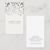 Kosmetologie IMITATE Silber Blätter Wellness-Cente Visitenkarte (Vorne/Hinten)