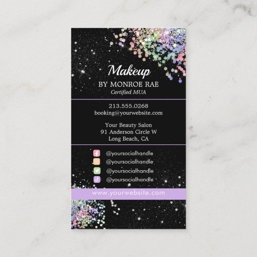 Kosmetologie Makeup Artist - Schönheitssalon MUA Visitenkarte (Rückseite)