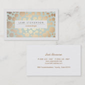 Kosmetologie Schönheit Türkis Gold Leaf Look Visitenkarte (Vorne/Hinten)