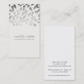 Kosmetologie Silber Foil Embossed Look Blätter Gra Visitenkarte (Vorne/Hinten)