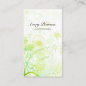 Kosmetologin Elegant Pastel Green Blume Wirbel Visitenkarte (Vorderseite)