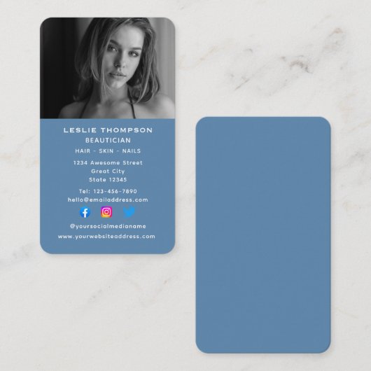 Kosmetologin für soziale Medien Beautician Vertica Visitenkarte (Vorne/Hinten)