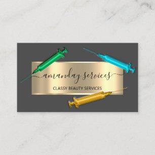 Kosmetologin Spritze Botox B12 QRCode Gray Blue Visitenkarte