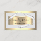 Kosmetologin Spritze Botox B12 QRCode Gray Gold Visitenkarte (Vorderseite)