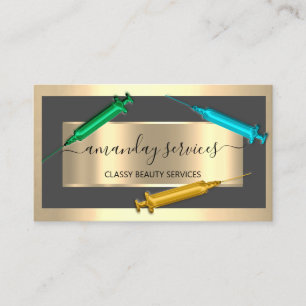 Kosmetologin Spritze Botox B12 QRCode Gray Gold  Visitenkarte