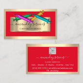 Kosmetologin Spritze Botox B12 QRCode Red Golden Visitenkarte (Vorne/Hinten)