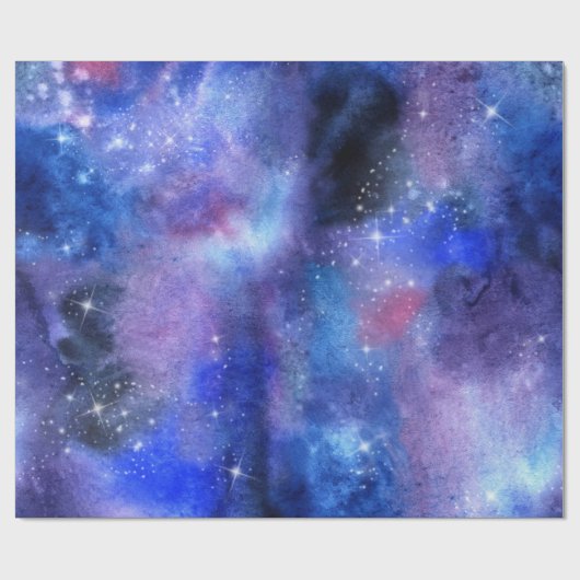 Kosmic Galaxy Blue Space Stars Geschenkpapier (Flach)