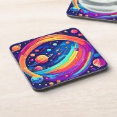 Kosmic Rainbow Vortex Getränkeuntersetzer (Linke Seite)