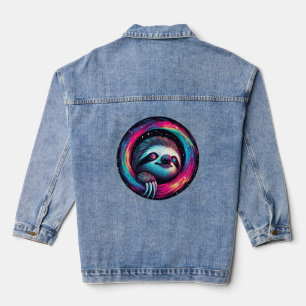 Kosmic Sloth Galaxy Art Jeansjacke