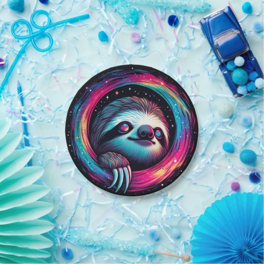 Kosmic Sloth Galaxy Art Pappteller (Party)