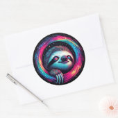Kosmic Sloth Galaxy Art Runder Aufkleber (Umschlag)
