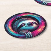 Kosmic Sloth Galaxy Art Runder Pappuntersetzer (Angewinkelt)