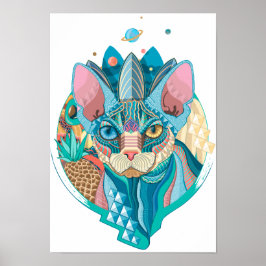 Kosmic Sphynx Cat Poster