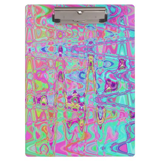 kosmisch, Abstrakt, Aqua, Hot Pink, Retro, Rippel, Klemmbrett (Vorderseite)