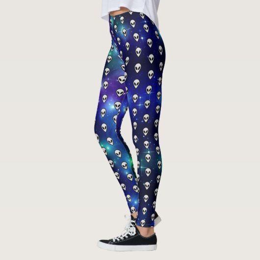 Kosmisch Außerirdisches Kopf-Emoji Himmlisch Galak Leggings (Links)