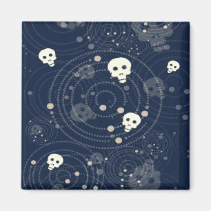 Kosmisch Blaues Totenkopf-Silhouetten-Muster Magnet