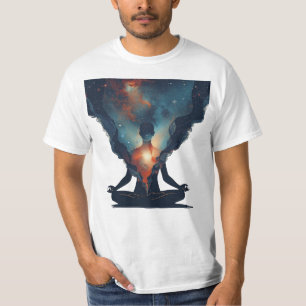 Kosmisch im Inneren – Meditierende Figur mit Galax T-Shirt