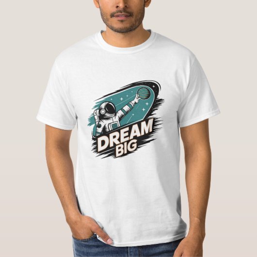 Kosmische Abenteuer mit Astronautengrafik T-Shirt (Vorderseite)