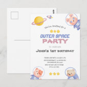 Kosmische Abenteuer: Outer Space Party Postkarte (Vorne/Hinten)