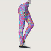 Kosmische abstrakte Regenbogenfarben Retro-Wellen Leggings (Rechts)