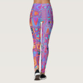 Kosmische abstrakte Regenbogenfarben Retro-Wellen Leggings (Rückseite)