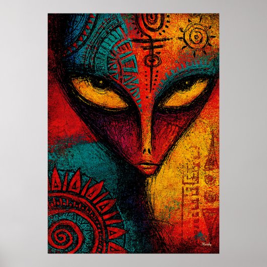 Kosmische Alien-Geist-Abstrakte Kunst – Expression Poster (Vorne)