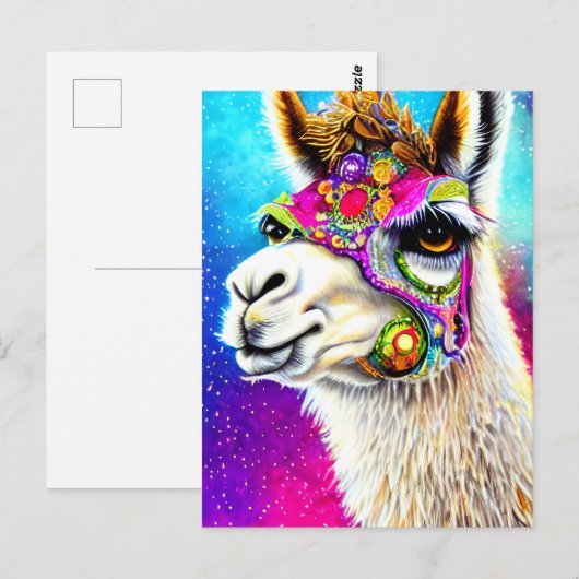 Kosmische Alpaca Postkarte (Vorne/Hinten)
