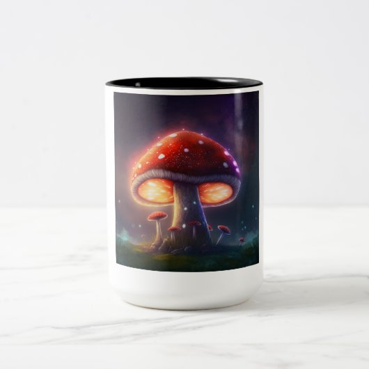 Kosmische Amanita Muskaria-Tasse Zweifarbige Tasse (Mittel)