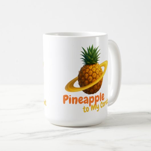 Kosmische Ananas mit Saturn Ring Orbit Kaffeetasse (VorderseiteRechts)