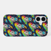 Kosmische Astronauten-Meteor-Fahr-Muster iPhone 16 Hülle (Rückseite (Horizontal))