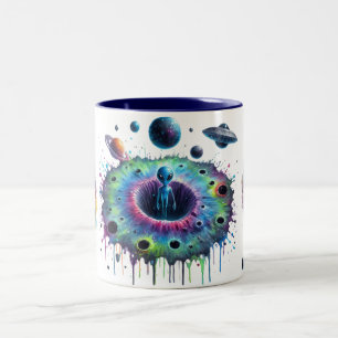 Kosmische Außerirdische Welten Zweifarbige Tasse