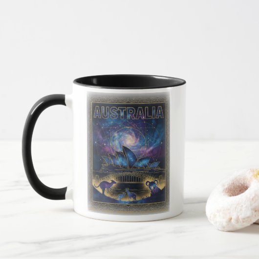 Kosmische Australien Sydney Himmels Kunst Tasse (Mit Donut)
