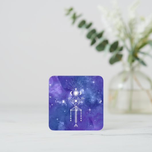 *~* Kosmische Aztec-Stämme Heiliger Himmelshaman Quadratische Visitenkarte (Stehend Vorderseite)