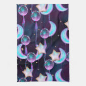 Kosmische Ballons | Planeten der Lila Mond-Sterne Geschirrtuch (Vertikal)
