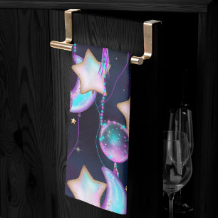 Kosmische Ballons   Planeten der Lila Mond-Sterne Geschirrtuch