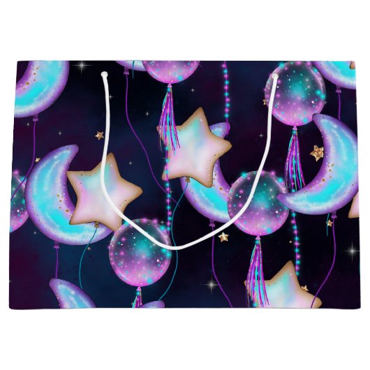 Kosmische Ballons | Planeten der Lila Mond-Sterne Große Geschenktüte (Vorderseite)