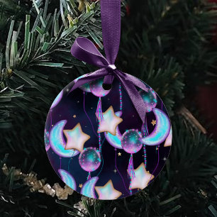 Kosmische Ballons   Planeten der Lila Mond-Sterne Keramik Ornament
