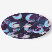 Kosmische Ballons | Planeten der Lila Mond-Sterne Pappteller (Schrägansicht)