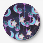 Kosmische Ballons | Planeten der Lila Mond-Sterne Pappteller (Vorderseite)